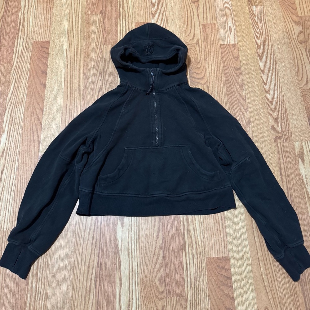 Black Women's Cropped Hoodie Scuba